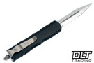 Microtech 225-11 Dirac D/E - Black Handle - Stonewashed Blade