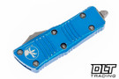 Microtech 238-10DBL Mini Troodon D/E - Distressed Blue Handle - Apocalyptic Blade Microtech 238-10DBL Mini Troodon D/E - Distressed Blue Handle - Apocalyptic Blade
