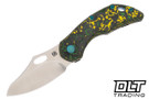 Olamic Cutlery Busker Semper - Satin MagnaCut Blade - Toxic Storm Fat Carbon - Frosty Titanium - Green Backspacer & Accents - 675