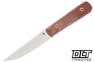 Sliwkosky Santa - Red Linen Micarta - Brown Leather Sheath