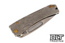 Medford Slim Midi Marauder Drop Point - Tumbled S90V - Tumbled Titanium - Bronze Hardware & Clip