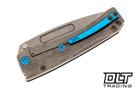 Medford Slim Midi Marauder Tanto - Tumbled S90V - Tumbled Titanium - Blue Hardware & Clip