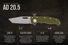 Demko AD20.5 3V - Slotted Tanto - OD Green G-10