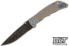 Spartan Blades Harsey Folder 3.25 - Satin Titanium - Blue Hardware - Damascus Blade