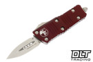 Microtech 238-10MR Mini Troodon D/E - Merlot Red Handle - Stonewashed Blade