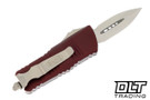 Microtech 238-10MR Mini Troodon D/E - Merlot Red Handle - Stonewashed Blade