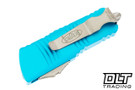 Microtech 238-12TQ Mini Troodon D/E - Turquoise Handle - Stonewashed Blade