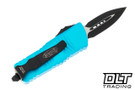 Microtech 238-1TQ Mini Troodon D/E - Turquoise Handle - Black Blade