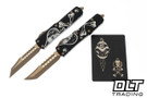 Microtech 719-13SETDCS UTX-85 Hellhound & Warhound Set - Black Handle - Bronze Blade - Death Card Engraved