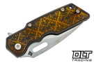 Attn2Detail MK 1 Large - Satin Drop Point S35VN - Rising Grind - Flamed Ti - Engraved Damask