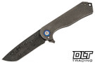 Melvin Lozada Custom Rhino 3.5 Chad Nichols Wave Pool Damacus Tanto - Glass Blasted Titanium - Black Timascus Accents & Clip