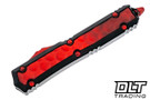 Microtech 206-1BIWRDS Makora D/E - Black Handle - Weathered Red Brute Inlay - Weathered Red Blade - Signature Series