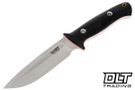 Vehement K2 Gloss Double Black Micarta - Red Liners - Satin Blade - Black Leather - White Stitching