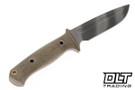 Vehement K2 Matte OD Micarta - Black Liners - OG Tigerstripe Blade - Black Leather - White Stitching