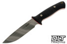 Vehement K2 Satin Double Black Micarta - Red Liners - Mosaic Pins - OG Tigerstripe Blade - Black Leather - Red Stitching