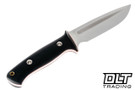 Vehement K2 Satin Double Black Micarta - Red Liners - Satin Blade - Black Leather - White Stitching