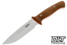Vehement K2 Satin Natural Micarta - Red Liners - Mosaic Pins - Satin Blade - Black Leather - White Stitching