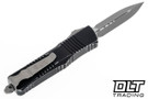 Microtech 142-10DBK Combat Troodon D/E - Distressed Black Handle - Apocalyptic Blade