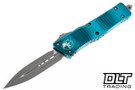 Microtech 142-10APWTQ Combat Troodon D/E - Weathered Turquoise Handle - Apocalyptic Blade