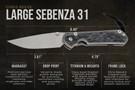 Chris Reeve Large Sebenza 31 - Glass Bead Blasted - Black Canvas Micarta Inlay