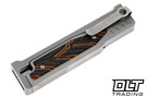 Reate EXO-M Elmax Drop Point - Orange & Black Damascus G-10