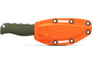 Benchmade Steel Country 15006-01 Fixed Blade Hunting Knife inside of orange sheath.