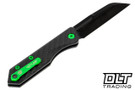 Heretic Jinn - DLC Wharncliffe MagnaCut Blade - Carbon Fiber Chassis - Toxic Green Hardware