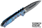 Medford Praetorian T Left Hand Drop Point - DLC S45VN - Flamed & Blue Titanium - PVD Hardware & Clip #4