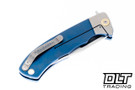 Vehement Mongrel S45VN - Blue Anodized Titanium - Brushed Bolster - Tumbled Blade - Brass Hardware