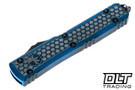 Microtech 123-1HXWBLS Ultratech T/E - Hex Pattern - Weathered Blue Handle - Apocalyptic Blade - Signature Series