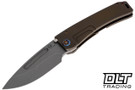 Medford Marauder H Drop Point - Tumbled MagnaCut - Old School Bronze Titanium - Flamed Hardware - Bronze Clip