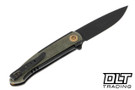 WE Knife Smooth Sentinel 20043-4 Flipper - Black Titanium - Green Micarta Inlay - 20CV Black Stonewashed Blade