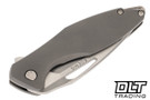 Koenig Mini Arius - Patterned Titanium Handle - Burnished Blade - Polished Flats - Silver Hardware