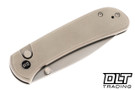 WE Knife Qubit Polished Bead Blasted Titanium - Polished Bead Blasted 20CV Blade