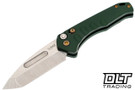 Medford Praetorian Swift Tanto - Tumbled S45VN - Green Aluminum - Bronze Hardware & Clip