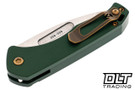 Medford Praetorian Swift Tanto - Tumbled S45VN - Green Aluminum - Bronze Hardware & Clip