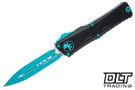 Microtech 1142-1TQSK Combat Troodon Gen III D/E - Black Handle - Turquoise Blade - Turquoise Hardware