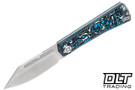 Kunwu Geezer - Satin Elmax Blade - Blue Resin Carbon Fiber