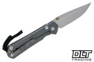 Chris Reeve Large Sebenza 31 - Glass Bead Blasted Titanium - Gold Double Thumb Lugs - Back