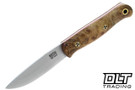Bark River Ultra Lite Bushcrafter S45VN Tan Maple Burl - Red Liners - Mosaic Pins