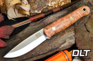 Bark River Ultra Lite Bushcrafter S45VN Salmon Maple Burl - Orange Liners - Mosaic Pins