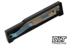 Reate EXO Elmax Drop Point - PVD Titanium - Green Micarta Inlay