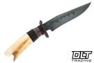 W.A. Surls Fighter W2 with Hamon - Flat Ground - Walrus Ivory - Wrought Iron Guard - Copper & Rawhide Wrap