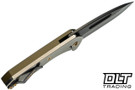 Medford Praetorian Swift FL Drop Point - DLC S35VN - Yellow Aluminum & Tumbled Titanium - Bronze Hardware - DLC Clip