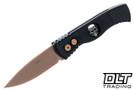 Pro-Tech TR-2 - Black Textured Handle - Sterling Silver Skull Inlay - Rose Gold MagnaCut Blade