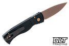 Pro-Tech TR-2 - Black Textured Handle - Sterling Silver Skull Inlay - Rose Gold MagnaCut Blade