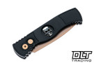 Pro-Tech TR-2 - Black Textured Handle - Sterling Silver Skull Inlay - Rose Gold MagnaCut Blade