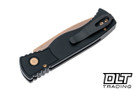 Pro-Tech TR-2 - Black Textured Handle - Sterling Silver Skull Inlay - Rose Gold MagnaCut Blade