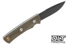 Vehement Foreman - OD Micarta - Black Liners - Black Wash Blade - Black Leather - White Stitching