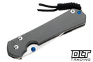 Chris Reeve Large Sebenza 31 - Glass Bead Blasted Titanium - Blue Double Thumb Lugs